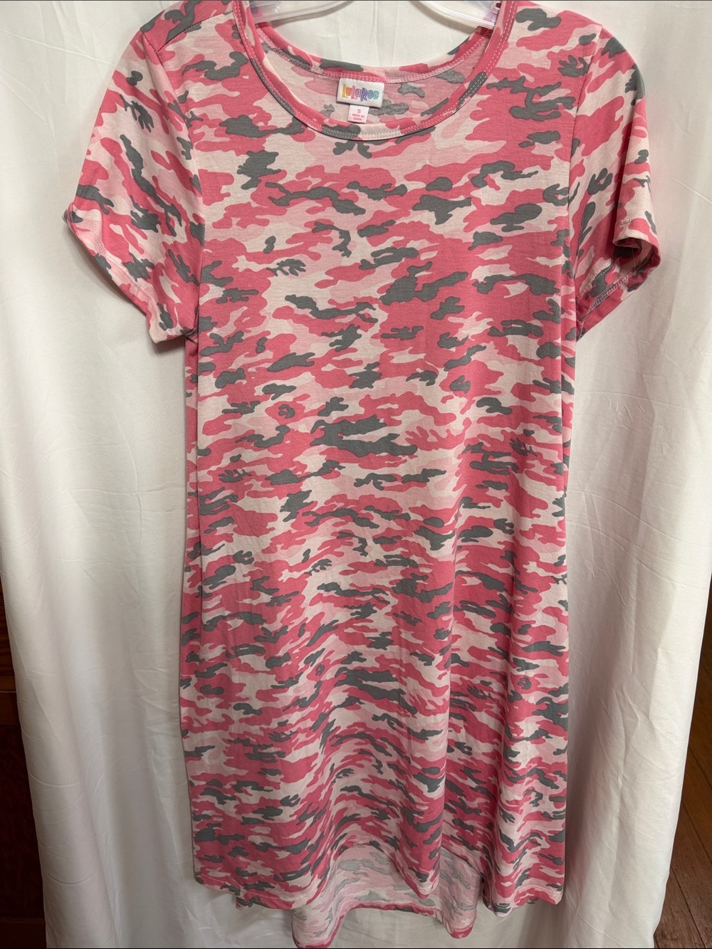LuLaRoe Pink and Gray Camo Midi Dress